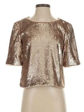 Jcrew Open Back Short Sleeve Top - Champagne